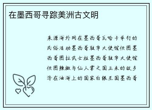 在墨西哥寻踪美洲古文明